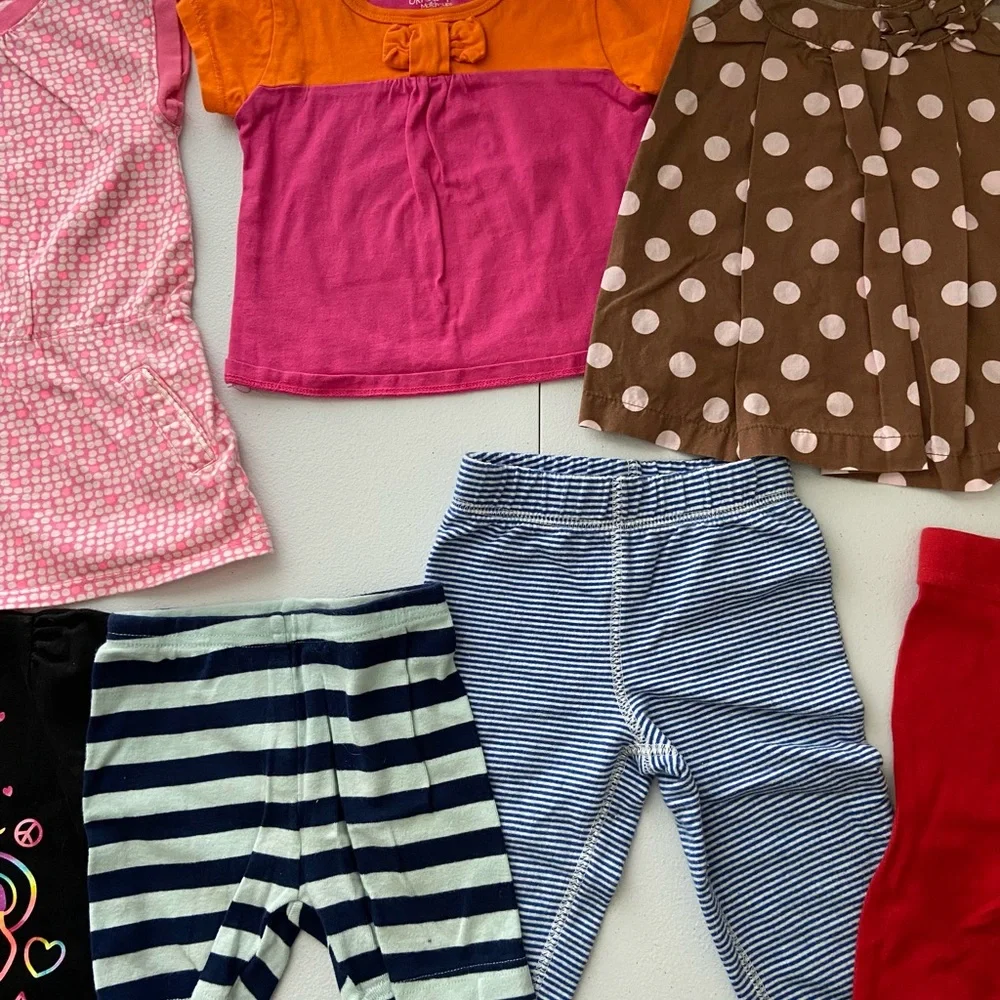 EUC BUNDLE baby girl’s Carter’s Okie Dokie crazy8 tank tops shirts leggings 12 m